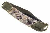 Pocket Knife With Chevron Amethyst Inlays - Hand-Crafted In Utah #327577-3